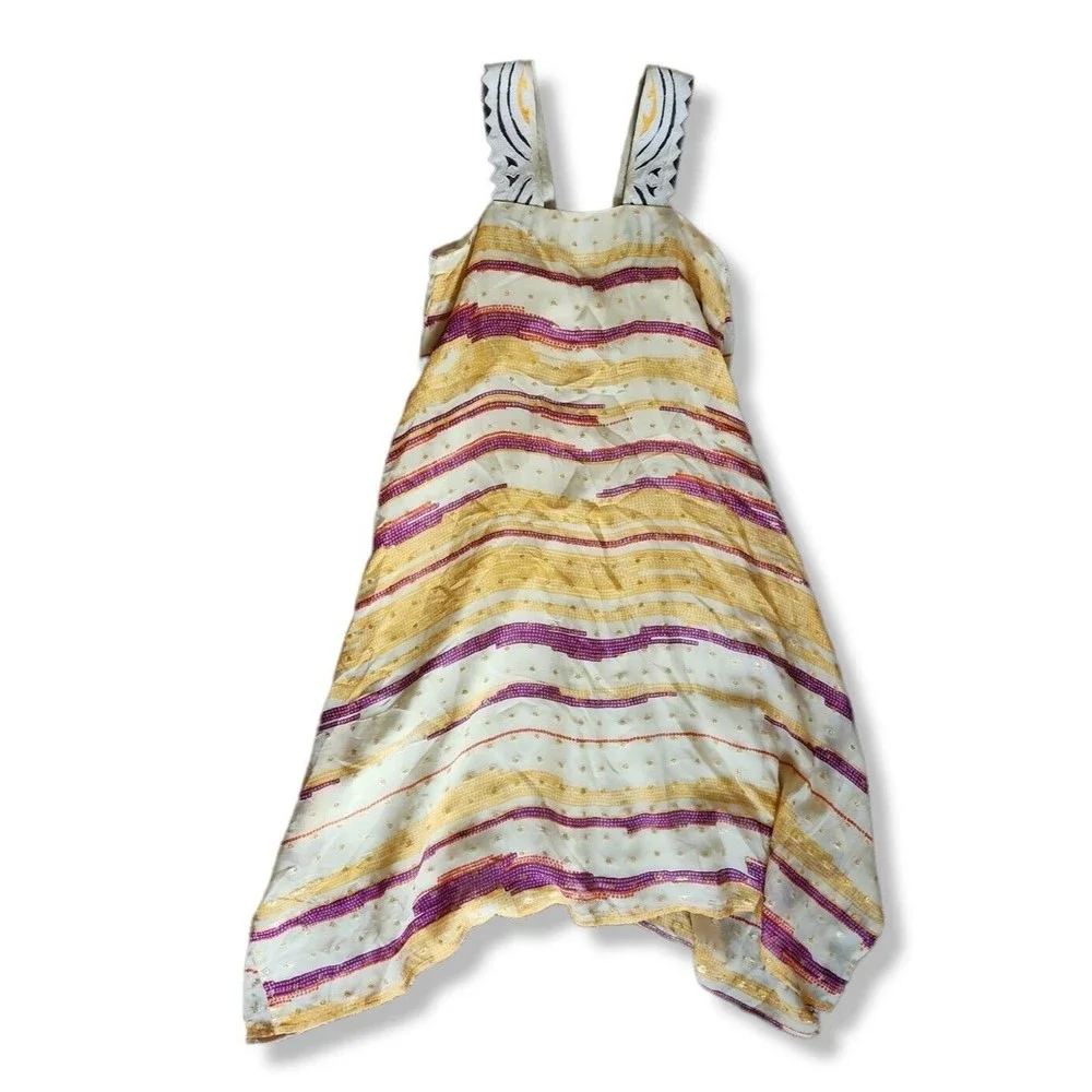 A Common Thread Rozae Nichols Mini Dress Small Multi-Color Boho Asymmetrical - Picture 2 of 7